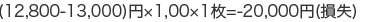 (12,800-13,000)円×1,00×1枚=-20,000円(損失)