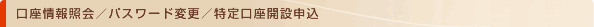 口座情報照会/パスワード変更/特定口座開設申込